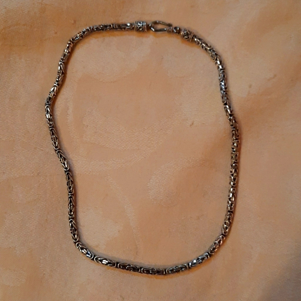 Heavy sterling silver Bali chain necklace